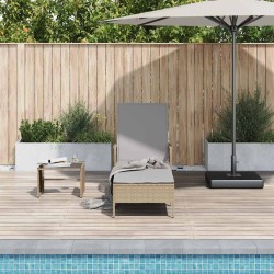 Chaise longue Beige et gris clair Rattan PE 157 x 55 x 92 cm 