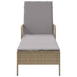 Chaise longue Beige et gris clair Rattan PE 157 x 55 x 92 cm 
