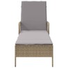 Chaise longue Beige et gris clair Rattan PE 157 x 55 x 92 cm 