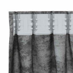 Rideaux en velours 2 pcs avec œillets gris 260x140 cm 