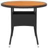 Table de jardin Ø80x75 cm Résine tressée et bois d'acacia Noir 