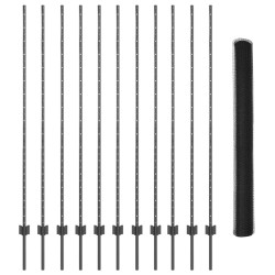 Kit de clôture de jardin Ensemble de 2 Gris Acier traité 
