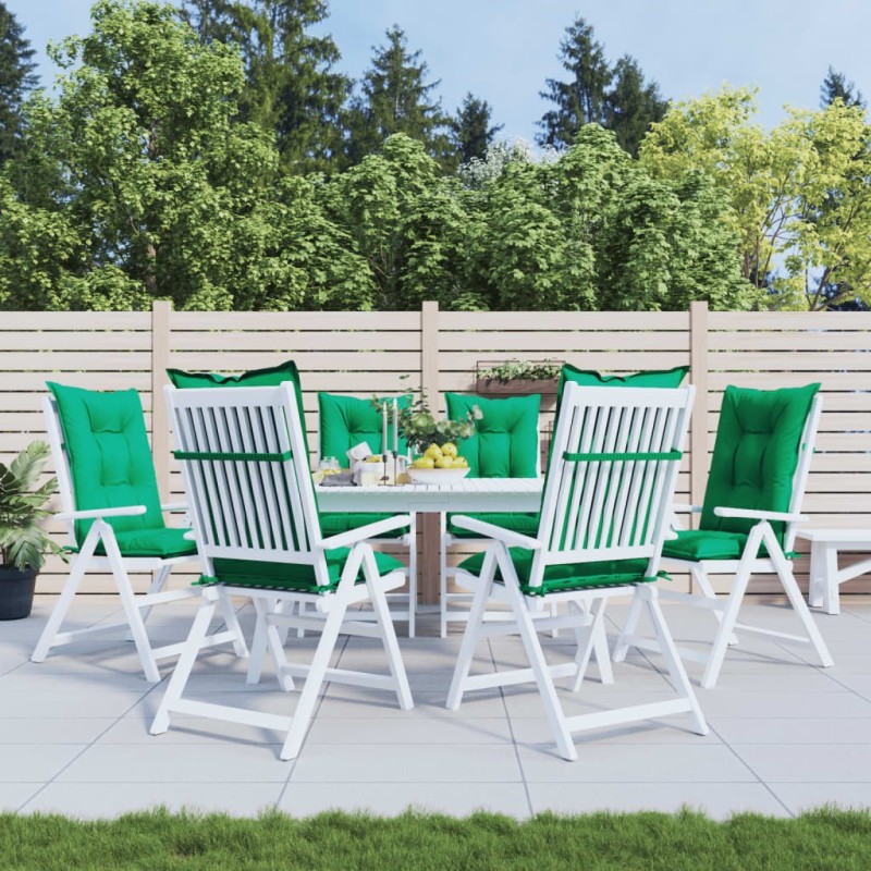 Coussins de chaise de jardin à dossier haut lot de 6 vert tissu 