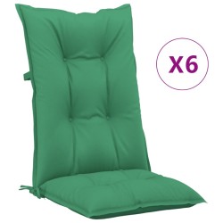 Coussins de chaise de jardin à dossier haut lot de 6 vert tissu 