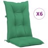 Coussins de chaise de jardin à dossier haut lot de 6 vert tissu 