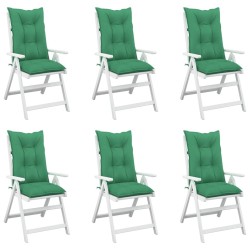 Coussins de chaise de jardin à dossier haut lot de 6 vert tissu 