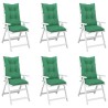 Coussins de chaise de jardin à dossier haut lot de 6 vert tissu 