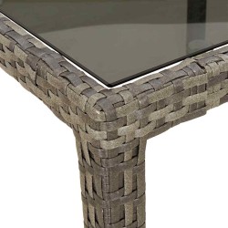 Table à Manger de Jardin Grise 190x90x75 cm Poly Rattan 