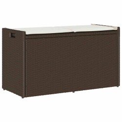 Banc de rangement extérieur coussin marron 100cm résine tressée 