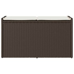 Banc de rangement extérieur coussin marron 100cm résine tressée 