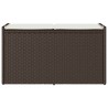 Banc de rangement extérieur coussin marron 100cm résine tressée 