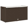 Banc de rangement extérieur coussin marron 100cm résine tressée 