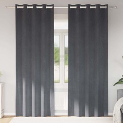 Rideaux opaques avec œillets 2 pcs en velours gris clair super léger 