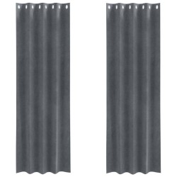 Rideaux opaques avec œillets 2 pcs en velours gris clair super léger 
