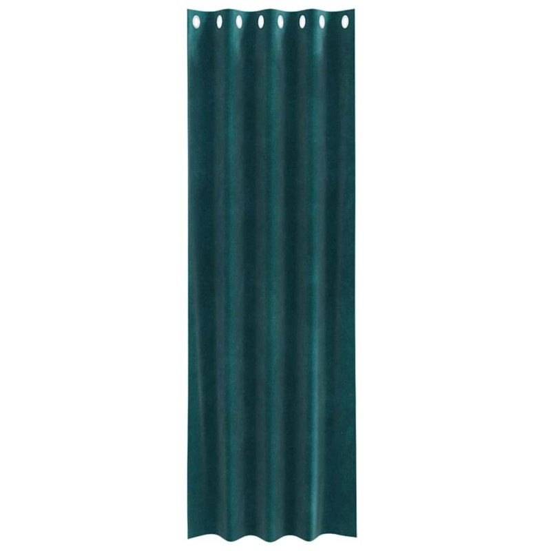 Rideaux occultants avec œillets, 2 pcs, Velours Vert Foncé 