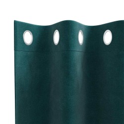 Rideaux occultants avec œillets, 2 pcs, Velours Vert Foncé 