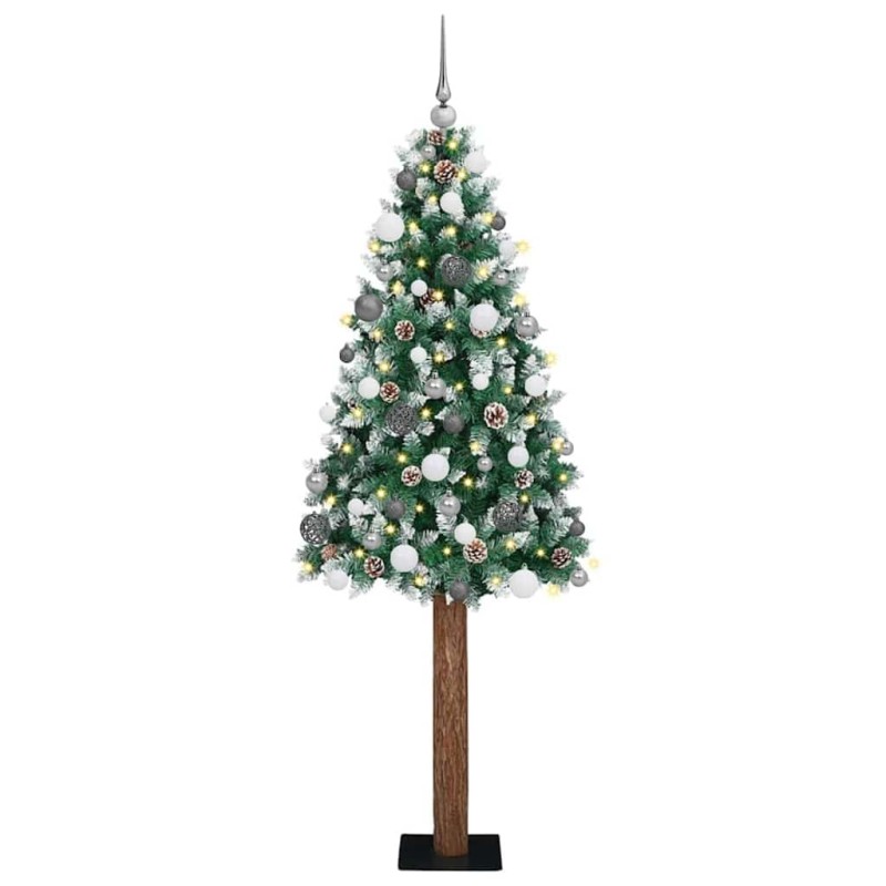 Sapin de Noël LEDs & Set de Boules Vert 210 cm PVC 