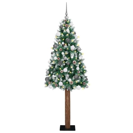 Sapin de Noël LEDs & Set de Boules Vert 210 cm PVC 
