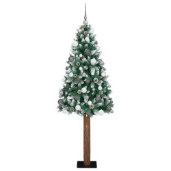 Sapin de Noël LEDs & Set de Boules Vert 210 cm PVC 