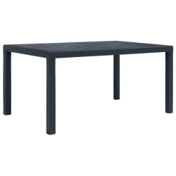 Table de jardin Anthracite 150x90x72 cm Plastique Aspect rotin 