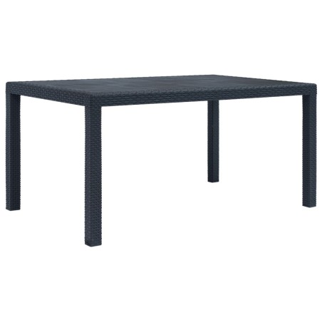 Table de jardin Anthracite 150x90x72 cm Plastique Aspect rotin 