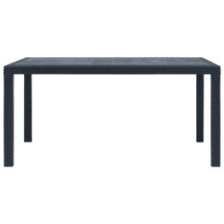 Table de jardin Anthracite 150x90x72 cm Plastique Aspect rotin 