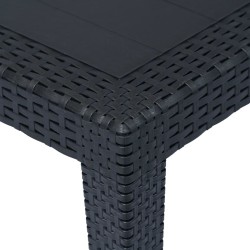 Table de jardin Anthracite 150x90x72 cm Plastique Aspect rotin 