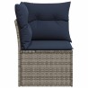 Canapé d'angle de jardin avec des coussins gris en poly rotin 
