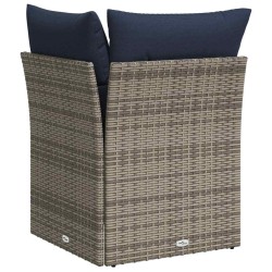 Canapé d'angle de jardin avec des coussins gris en poly rotin 