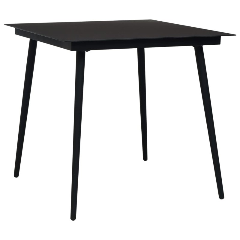 Table à dîner de jardin Noir 80x80x74 cm Acier et verre Table à dîner de jardin Noir 80x80x74 cm Acier et verre