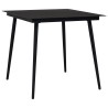 Table à dîner de jardin Noir 80x80x74 cm Acier et verre 