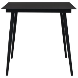 Table à dîner de jardin Noir 80x80x74 cm Acier et verre 