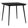 Table à dîner de jardin Noir 80x80x74 cm Acier et verre 