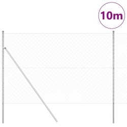 Jeu de Poteaux de Clôture Argent 1.6 x 10 m Acier galvanisé 