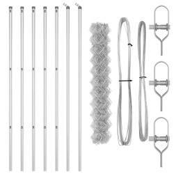 Jeu de Poteaux de Clôture Argent 1.6 x 10 m Acier galvanisé 