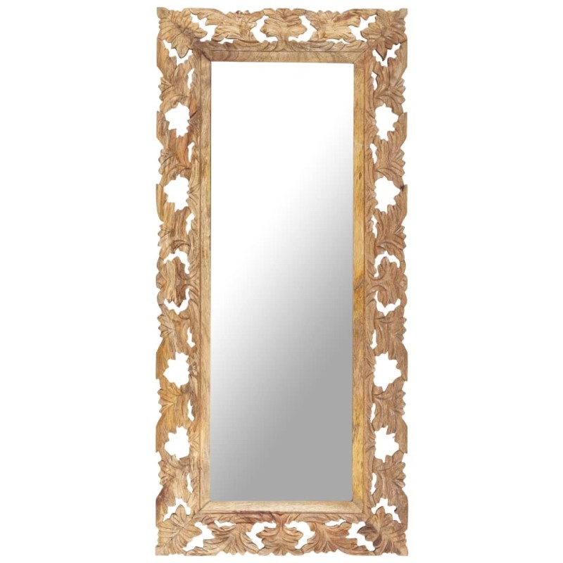 Miroir sculpté à la main Marron 110x50 cm Bois de manguier 
