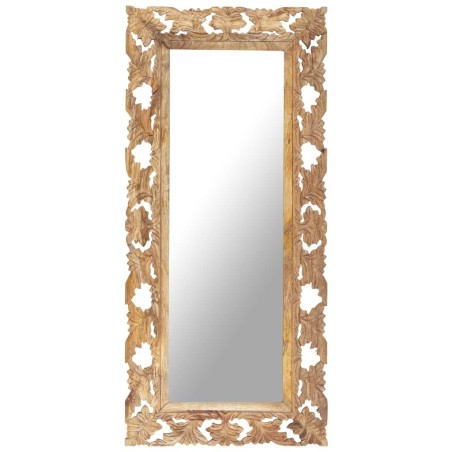 Miroir sculpté à la main Marron 110x50 cm Bois de manguier 