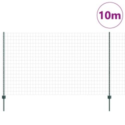 Clôture Euro avec 5 poteaux U Vert 1,4x10 m Acier 