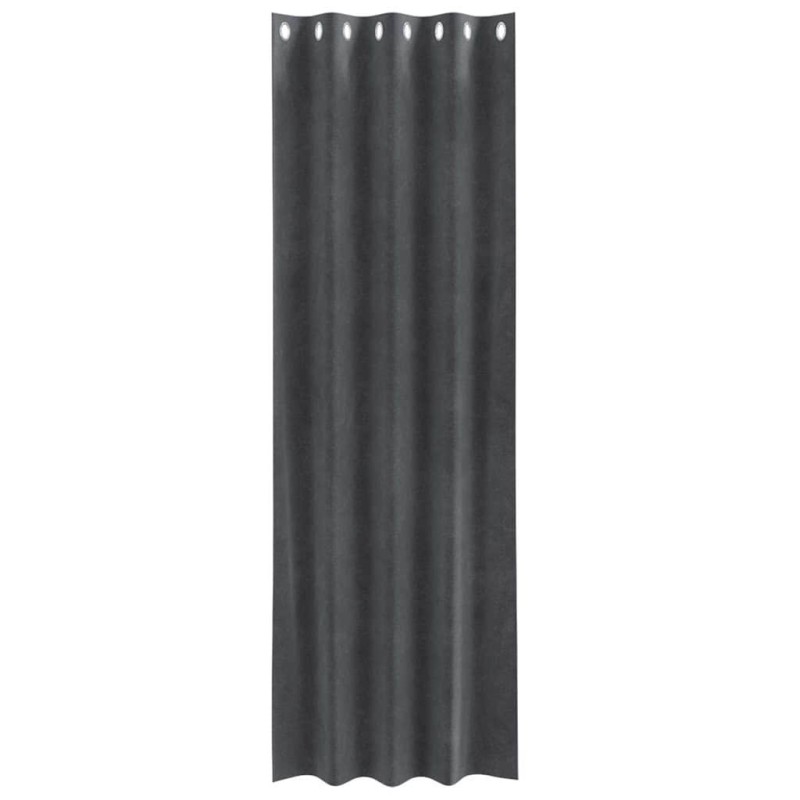 Rideaux occultants avec œillets 2 pcs en velours gris clair 