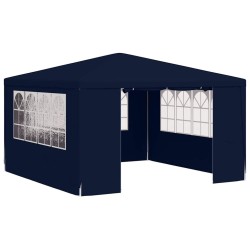Tente de réception avec parois latérales 4x4 m Bleu 90 g/m² 