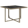 Table de jardin Beige 109x107x74 cm Résine tressée et verre 