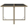 Table de jardin Beige 109x107x74 cm Résine tressée et verre 