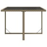 Table de jardin Beige 109x107x74 cm Résine tressée et verre 