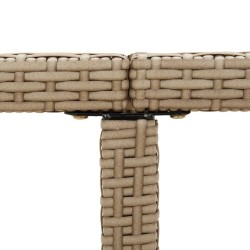 Table de jardin Beige 109x107x74 cm Résine tressée et verre 