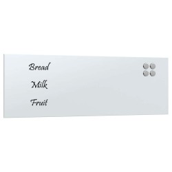 Tableau noir magnétique mural Blanc 80x30 cm Verre trempé 