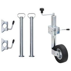 Cric à roue pour remorque 60 mm 2 tubes de soutien 3 pinces 