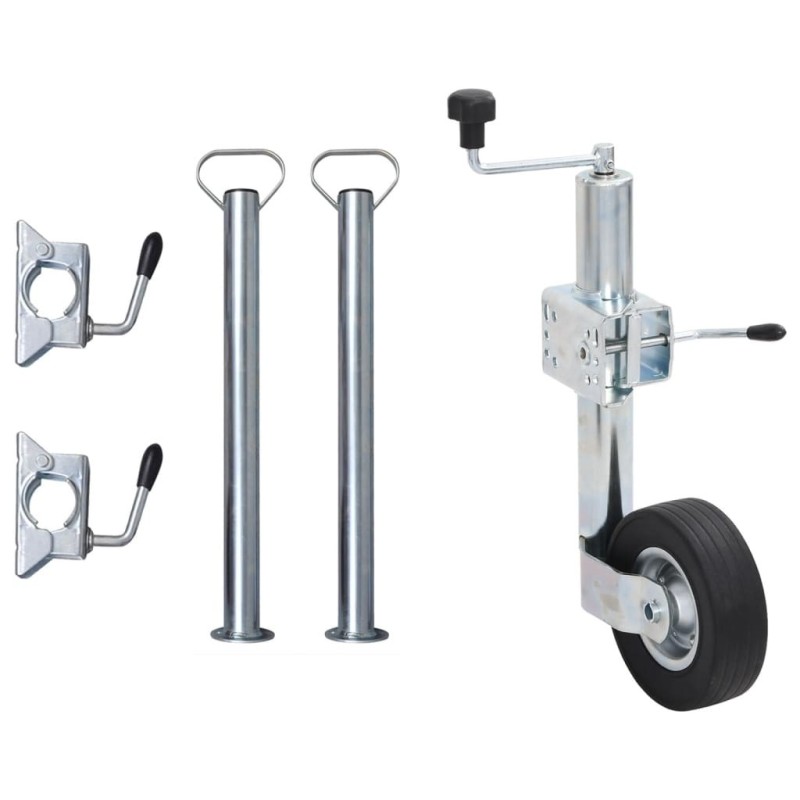 Cric à roue pour remorque 60 mm 2 tubes de soutien 3 pinces 