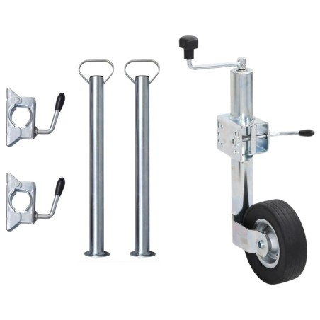 Cric à roue pour remorque 60 mm 2 tubes de soutien 3 pinces 