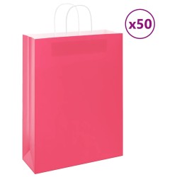 Sacs en papier 50 pcs avec poignées rose 32x12x42 cm 