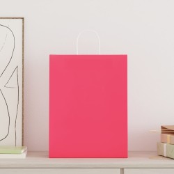 Sacs en papier 50 pcs avec poignées rose 32x12x42 cm 